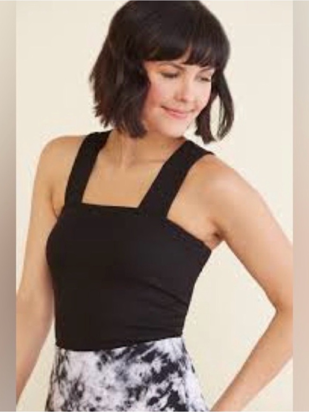 Evereve Black Ribbed Square-Neck Tank